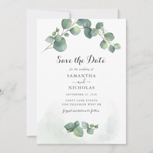Eucalyptus Greenery Botanical Save The Date (Voorkant)