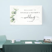 Eucalyptus Greenery Botanical Script Wedding Spandoek (Beurs)