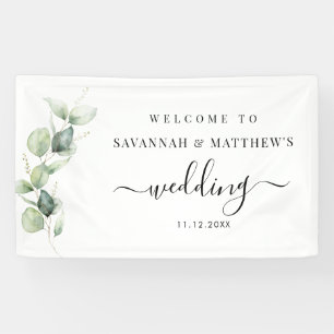 Eucalyptus Greenery Botanical Script Wedding Spandoek