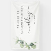 Eucalyptus Greenery Botanical Script Wedding Spandoek (Verticaal)
