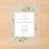 Eucalyptus Greenery Botanical Waterverf Wedding Acryl Uitnodigingen (Voorkant)