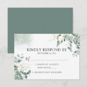 Eucalyptus Greenery Botanical Waterverf Wedding RSVP Kaartje (Voorkant / Achterkant)