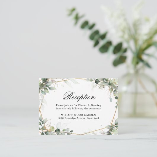 Eucalyptus Greenery Botanical Weddenschap Receptio Informatiekaartje (Staand voorkant)