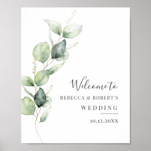 Eucalyptus Greenery Botanical Weddenschap Welkom Poster