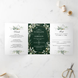 Eucalyptus Greenery Botanical Wedding Invitation Drieluik Programma