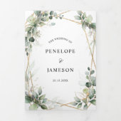 Eucalyptus Greenery Botanical Wedding Invitation Drieluik Programma (Cover)