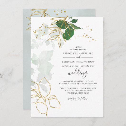 Eucalyptus Greenery Botanical Wedding Kaart (Voorkant / Achterkant)