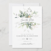 Eucalyptus Greenery Botanical Wedding Save The Date (Voorkant)