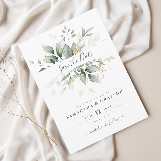 Eucalyptus Greenery Botanical Wedding Save The Date
