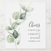 Eucalyptus Greenery Botanical Wedding Wijn Etiket (Enkel label)