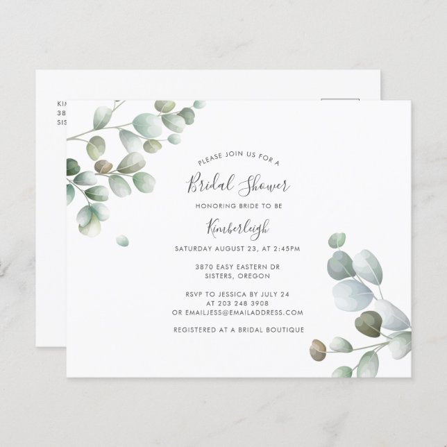 Eucalyptus Greenery Bridal Shower (Voorkant / Achterkant)