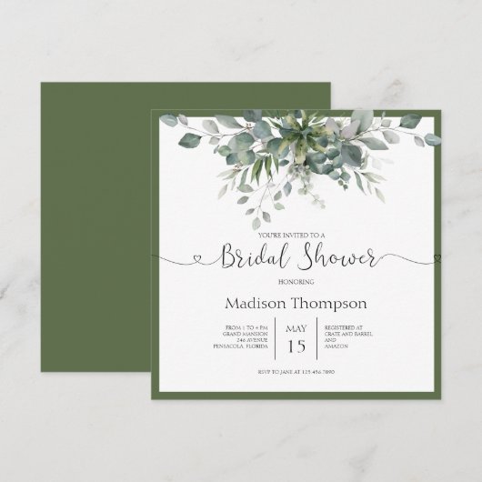 Eucalyptus Greenery Bridal Shower Kaart (Voorkant / Achterkant)