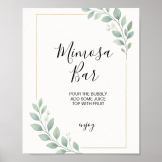 eucalyptus greenery bridal shower mimosa bar sign poster