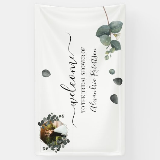 Eucalyptus Greenery Bridal Wedding Shower Welkom Spandoek (Verticaal)