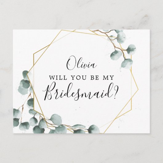 Eucalyptus Greenery Bridesmaid proposal Kaart (Voorkant)