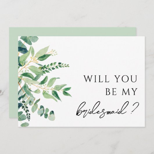 Eucalyptus Greenery Bridesmaid proposal Kaart (Voorkant / Achterkant)