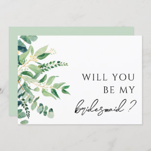 Eucalyptus Greenery Bridesmaid proposal Kaart
