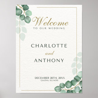 Eucalyptus greenery bruiloft welkom bord poster