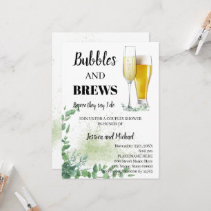 Eucalyptus Greenery Bubble & Brews Couples Shower Kaart