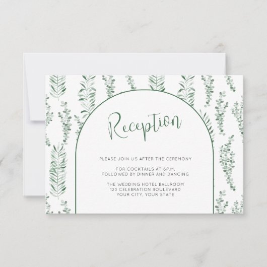Eucalyptus Greenery Carte de réception de mariage  (Devant)