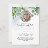 Eucalyptus Greenery Celebration of Life Invitation Kaart (Voorkant)