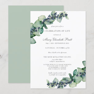 Eucalyptus Greenery Celebration of Life Kaart