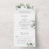 Eucalyptus Greenery Chic Botanical Wedding All In One Uitnodiging (Binnen)