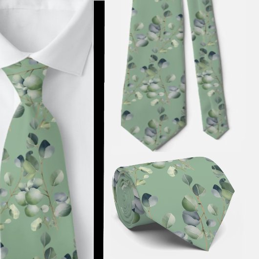 Eucalyptus Greenery Classic Formal Floral Neck Tie Stropdas