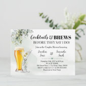 Eucalyptus Greenery Cocktails & Brews Shower Invit Kaart (Staand voorkant)