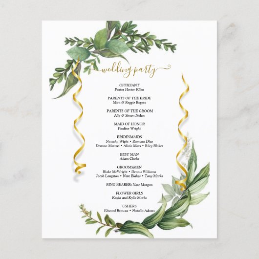 Eucalyptus Greenery Custom Photo Wedding Program (Achterkant)