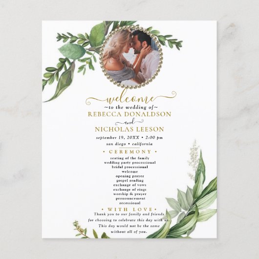 Eucalyptus Greenery Custom Photo Wedding Program (Voorkant)