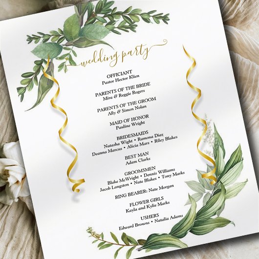 Eucalyptus Greenery Custom Photo Wedding Program