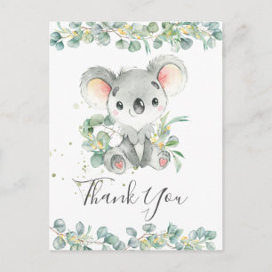 Eucalyptus Greenery Cute Koala Birthday Hartelijk  Briefkaart