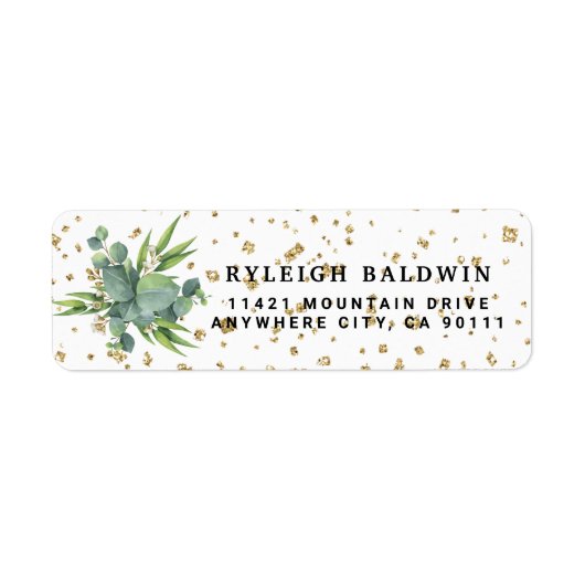 Eucalyptus Greenery Cute Return Address Label (Voorkant)
