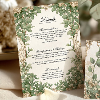 Eucalyptus Greenery Détails du Mariage Carte de bo