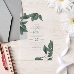 Eucalyptus Greenery Duidelijke Transparante Huweli Vellum Uitnodigingen