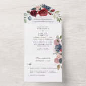 Eucalyptus Greenery Dusty Blue Botanical Wedding All In One Uitnodiging (Binnen)