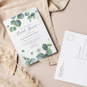 Eucalyptus Greenery Elegant Blush Vrijgezellenfees Uitnodiging Briefkaart