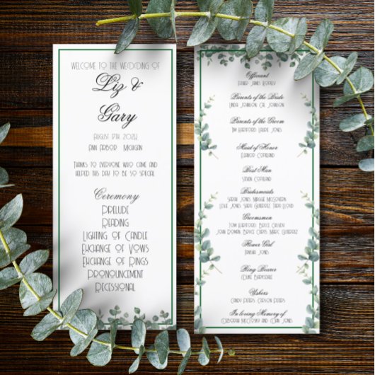 Eucalyptus Greenery Elegant minimalistisch program Programma