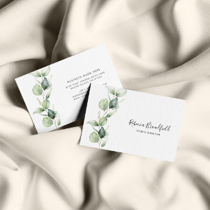 Eucalyptus Greenery Elegant Script Beauty Salon Visitekaartje