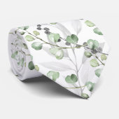 Eucalyptus Greenery Elegant Waterverf Wedding Stropdas (Opgerold)