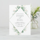 Eucalyptus Greenery Elegant Wedding Aankondiging (Staand voorkant)