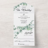 Eucalyptus Greenery Elegant Wedding All In One Uitnodiging (Binnen)