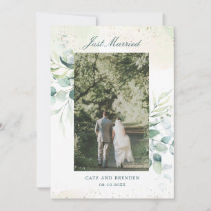 Eucalyptus Greenery Elopement Wedding Foto Aankondiging