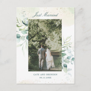 Eucalyptus Greenery Elopement Wedding Foto Aankondigingskaart