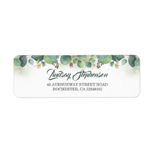 Eucalyptus Greenery en Gold Wedding Etiket