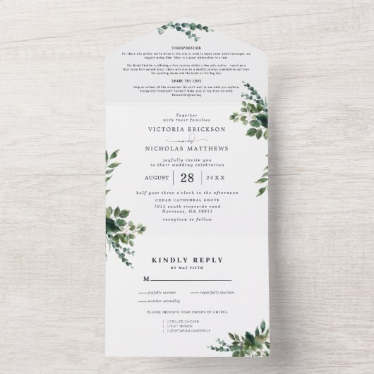 Eucalyptus Greenery | Faire-Part de Mariage Tout-e (À l'intérieur)