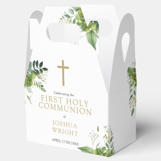 Eucalyptus Greenery First Heilige Communie Bedankdoosjes (Geopend)