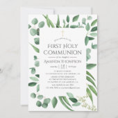 Eucalyptus Greenery First Heilige Communie Kaart (Voorkant)