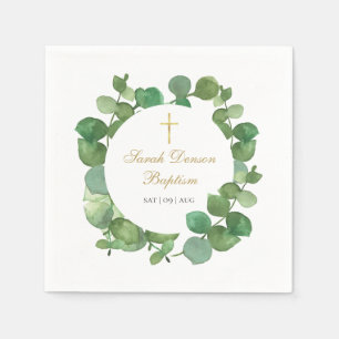 Eucalyptus Greenery Floral Baptism Christening Servet